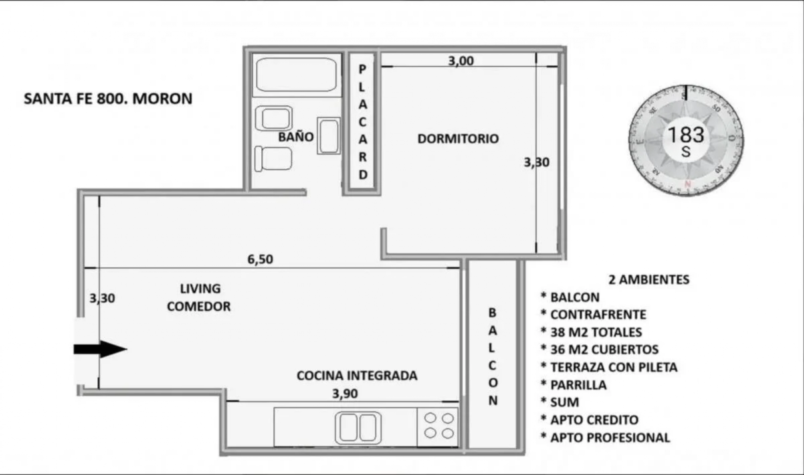 Depto 2 Amb Con Balcon En Moron Apto Credito